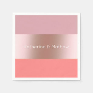 Elegant modern chick rose gold pink coral striped napkins