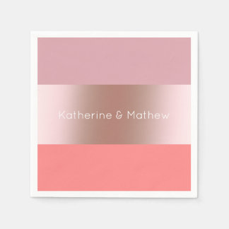 Elegant modern chick rose gold pink coral striped napkins