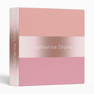Elegant modern chick rose gold pink orange 3 ring binder