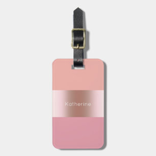 Elegant modern chick rose gold pink orange luggage tag