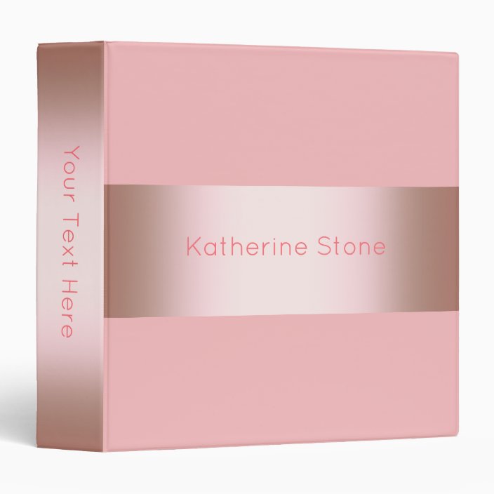 Elegant modern chick rose gold &amp; pink strip 3 ring binder | Zazzle.com