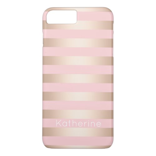 Elegant modern chick rose gold pink striped iPhone 8 plus7 plus case