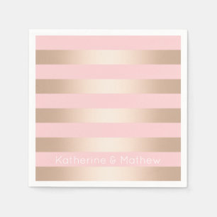 Elegant modern chick rose gold pink striped napkins