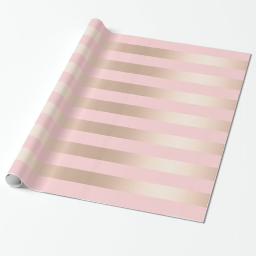 Elegant modern chick rose gold pink striped wrapping paper