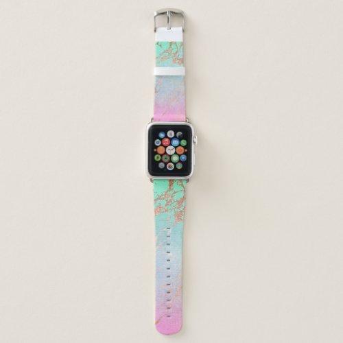 Elegant modern chick rose gold watercolor colorful apple watch band