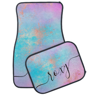 Elegant modern chick rose gold watercolor colorful car floor mat