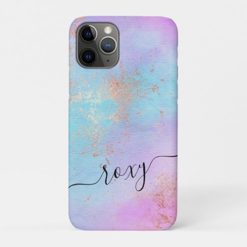 Elegant modern chick rose gold watercolor colorful iPhone 11 pro case