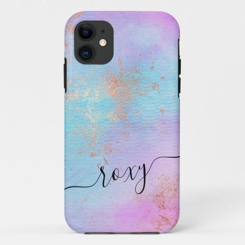 Elegant modern chick rose gold watercolor colorful iPhone 11 case