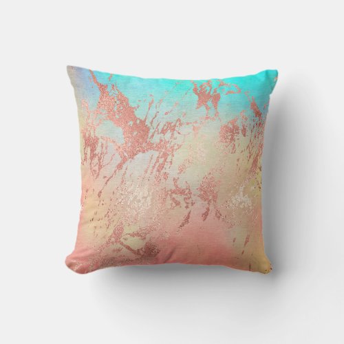 Elegant modern chick rose gold watercolor colorful throw pillow