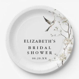 Elegant Modern Chinoiserie Floral Bridal Shower Paper Plates