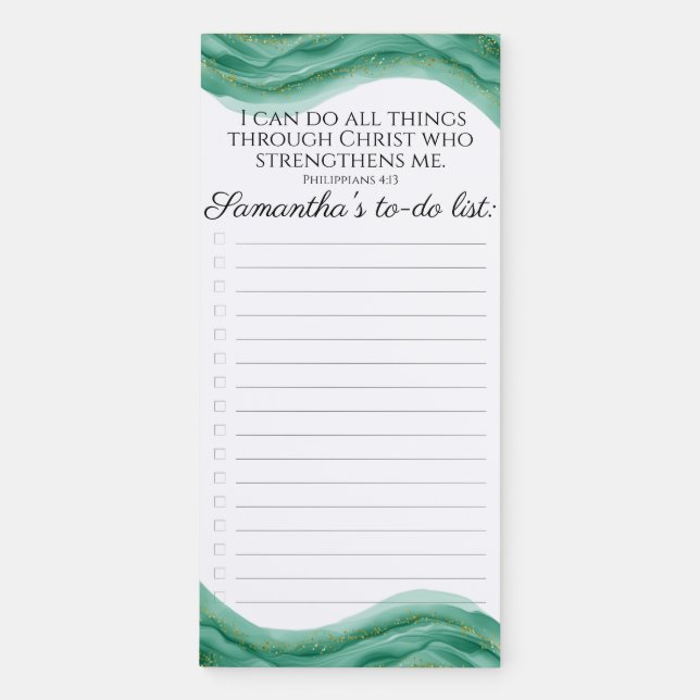 Elegant Modern Christian Bible Verse Philippians Magnetic Notepad (Front)