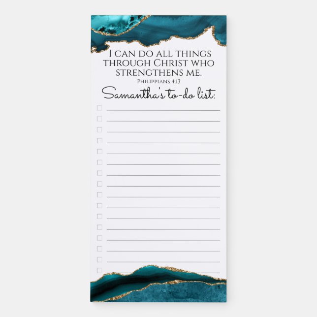 Elegant Modern Christian Scripture Name To Do List Magnetic Notepad (Front)