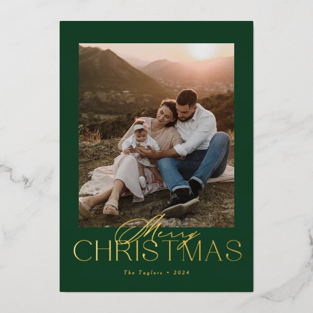 Elegant Modern Christmas Card with Photo (Front)