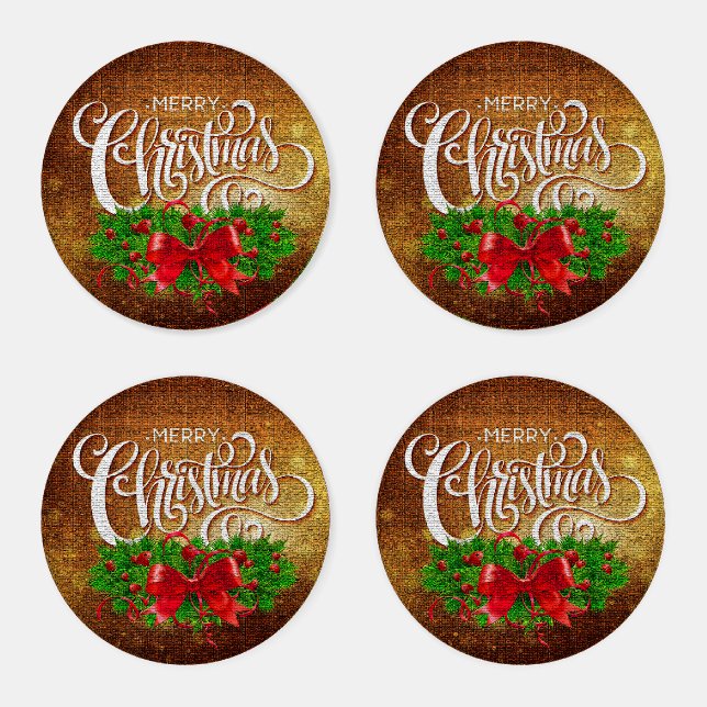 Elegant Modern Christmas Design Acrylic Coaster Set (Set)
