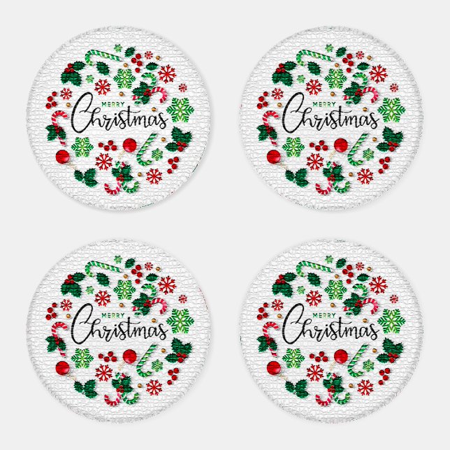 Elegant Modern Christmas Design Acrylic Coaster Set (Set)