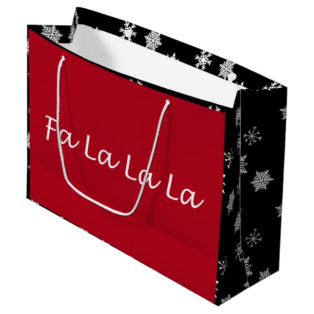 Elegant Modern Christmas Fa La La La  Large Gift B Large Gift Bag (Front Angled)