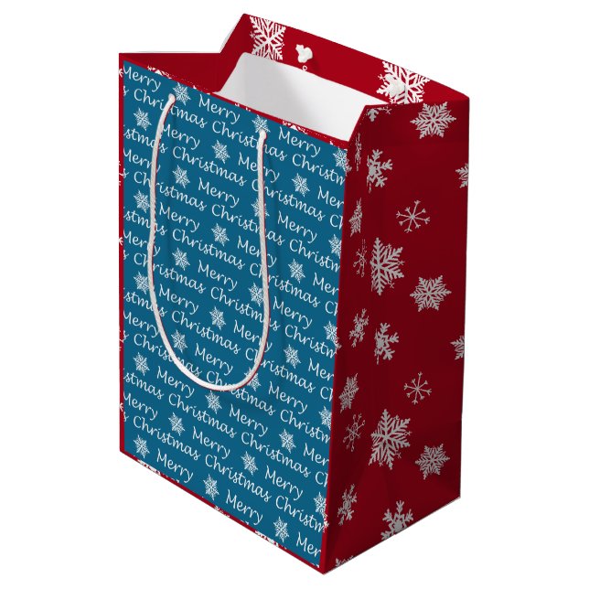 Elegant Modern Christmas Fa La La La Medium Gift Bag (Back Angled)