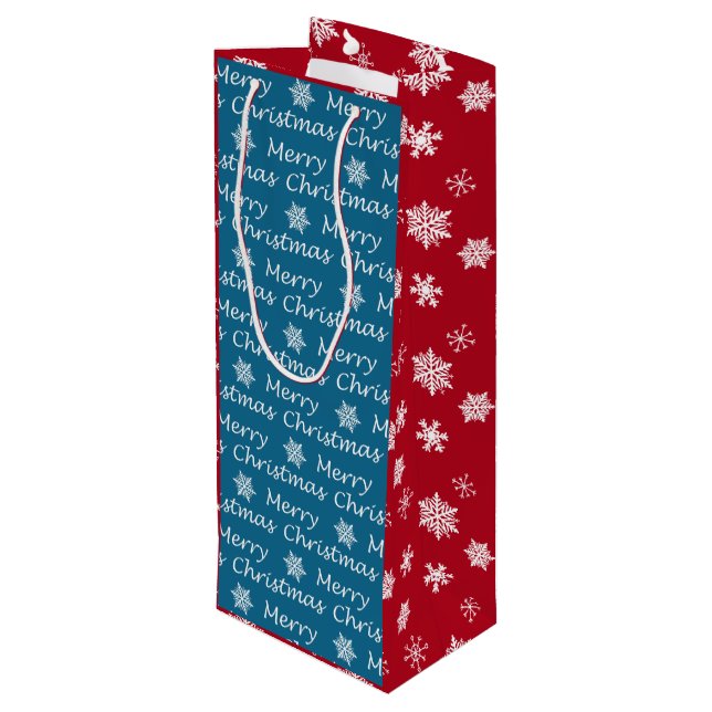 Elegant Modern Christmas Fa La La La   Wine Gift Bag (Back Angled)