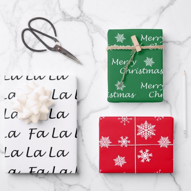 Elegant Modern Christmas Fa La La La Wrapping Paper Sheets (Front)