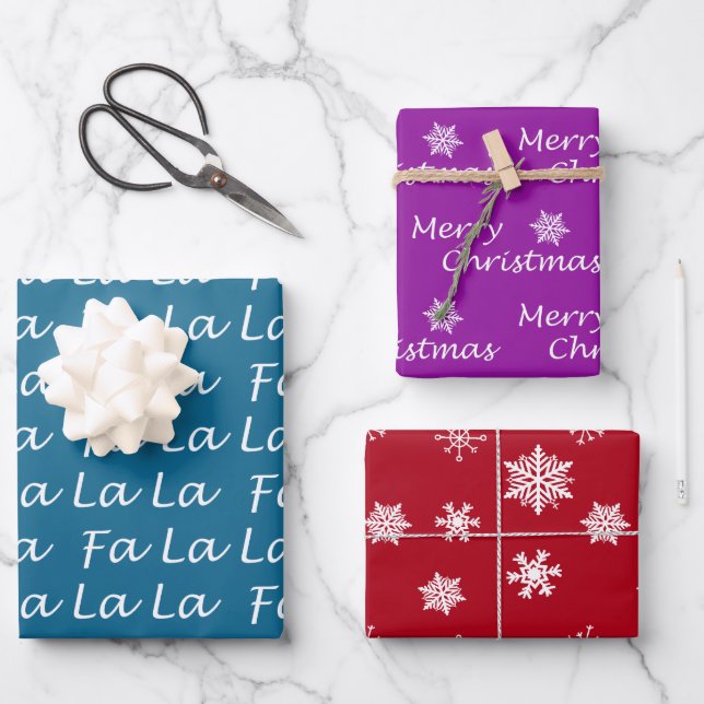 Elegant Modern Christmas Fa La La La  Wrapping Paper Sheets (Front)