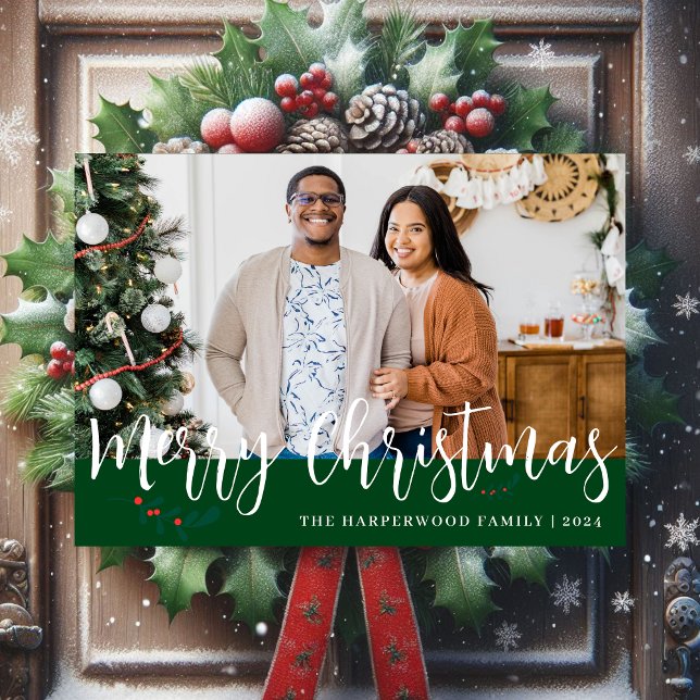 Elegant Modern Christmas Family Photo Collage Holiday Card (Creator Uploaded)
