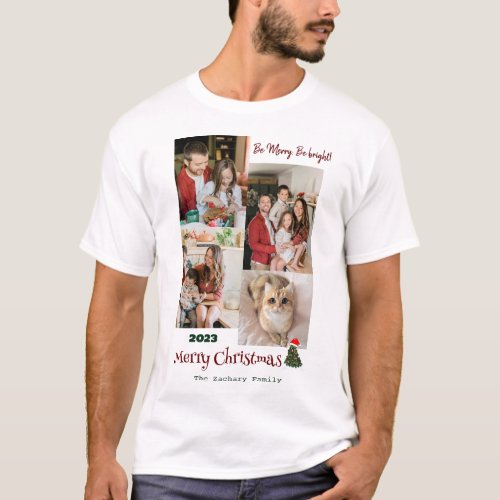 Elegant Modern Christmas Family Photo Collage T_Shirt