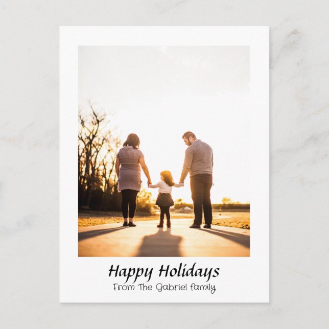  Elegant Modern Christmas holidays Script Photo   Holiday Postcard (Front)