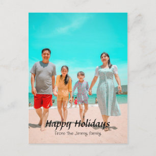  Elegant Modern Christmas holidays Script Photo  Holiday Postcard