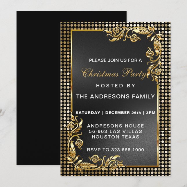 Elegant Modern Christmas party gold custom  Invita Invitation (Front/Back)