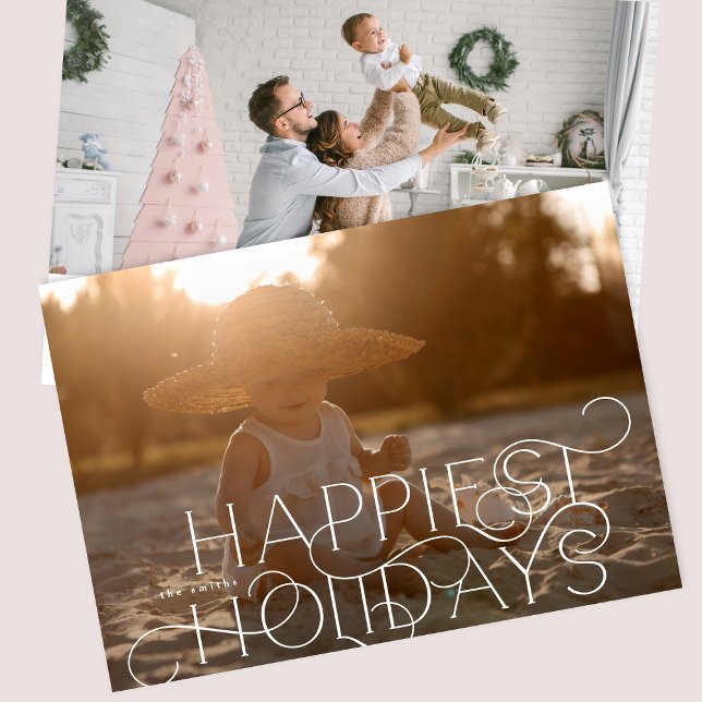 Elegant & Modern CHRISTMAS Photo CURLY Happiest Holiday Card (Creator Uploaded)