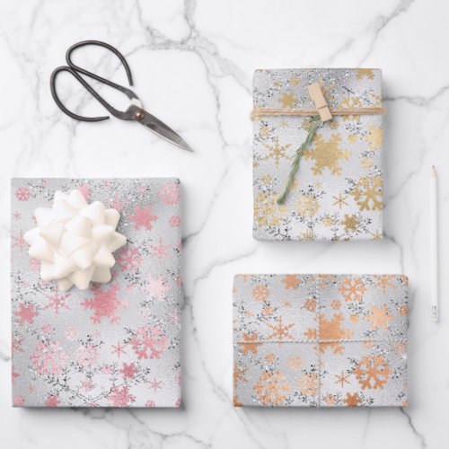 Elegant Modern Christmas Snowflake Pattern  Wrapping Paper Sheets