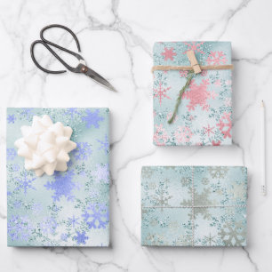 Elegant Modern Christmas Snowflake Pattern Wrapping Paper Sheets