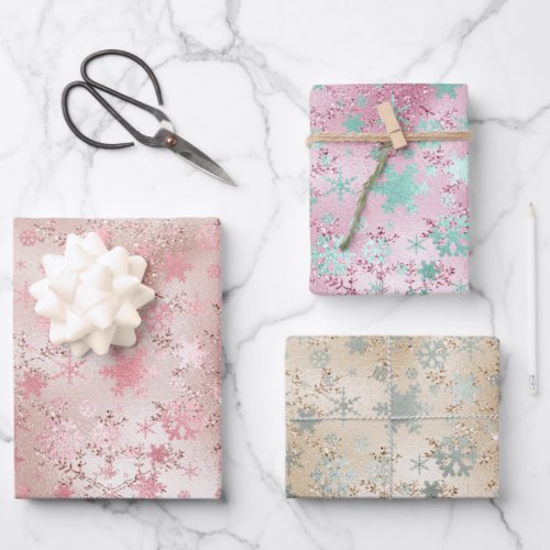 Elegant Modern Christmas Snowflake Pattern  Wrapping Paper Sheets