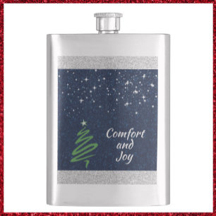 Elegant Modern Christmas Tree Glitter Flask