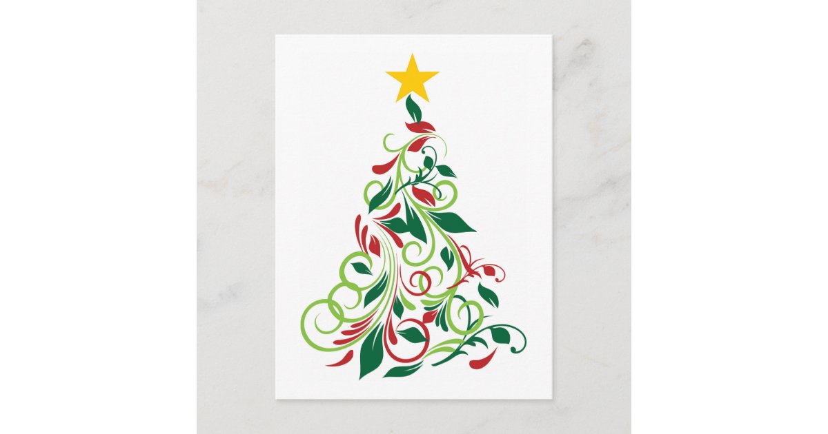 Download Elegant Modern Christmas Tree Illustration Holiday Postcard Zazzle Com 3D SVG Files Ideas | SVG, Paper Crafts, SVG File