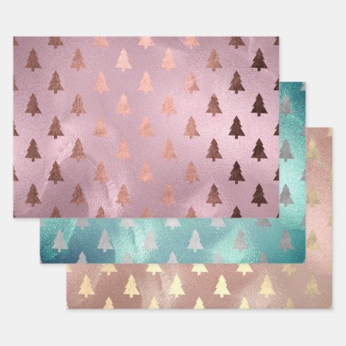 Elegant Modern Christmas Tree Patterns  Wrapping Paper Sheets