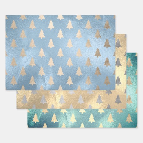 Elegant Modern Christmas Tree Patterns Wrapping Paper Sheets