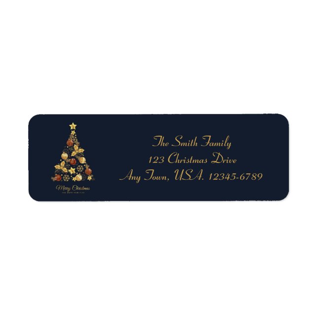 Elegant Modern Christmas Tree Return Address Label (Front)