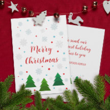 Elegant modern Christmas trees and snowflakes