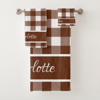 Elegant Modern Cinnamon Brown White Buffalo Checks
