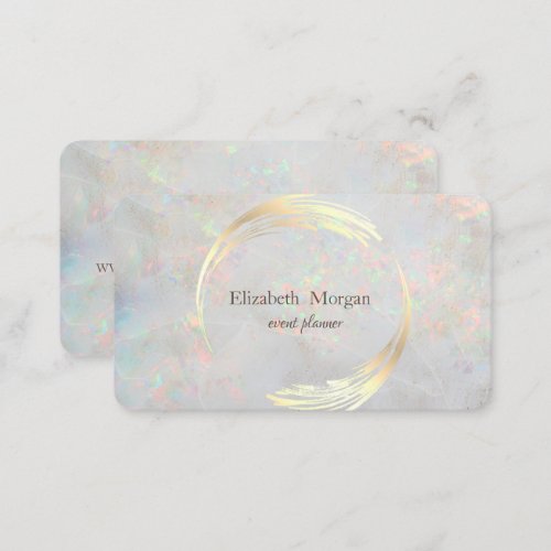 Elegant Modern  Circle VioletGoldWhite Opal Business Card