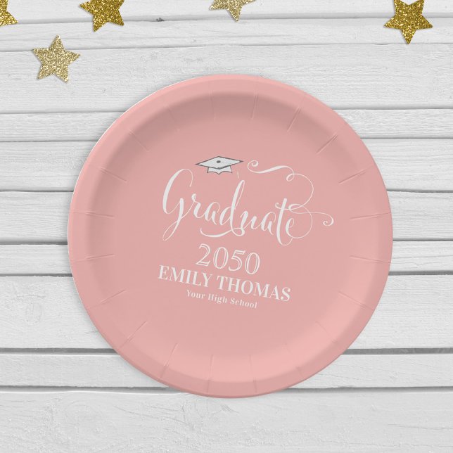 Elegant Modern Class Of Graduation Party Decor Paper Plates (Creator Uploaded)