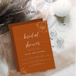 Elegant Modern Classic Autumn Red Bridal Shower Invitation