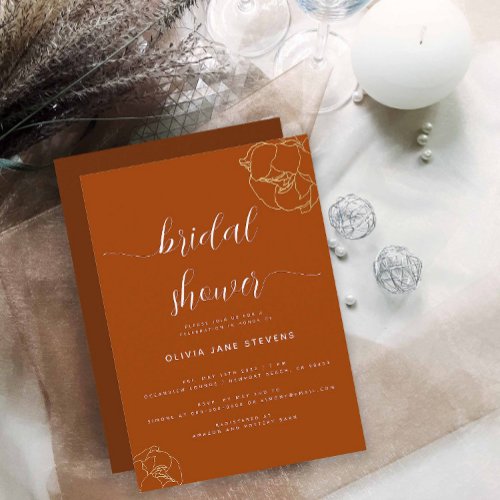 Elegant Modern Classic Autumn Red Bridal Shower Invitation