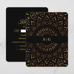 Elegant modern classic  black and gold  RSVP card