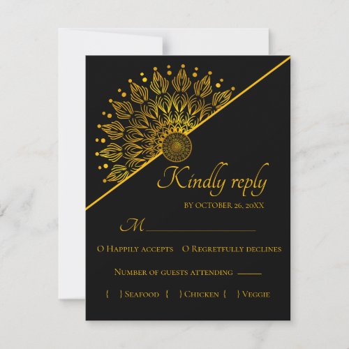 Elegant modern classic  black and gold  RSVP card