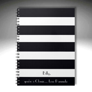 Elegant, Modern, Classic Black & White Stripes     Notebook