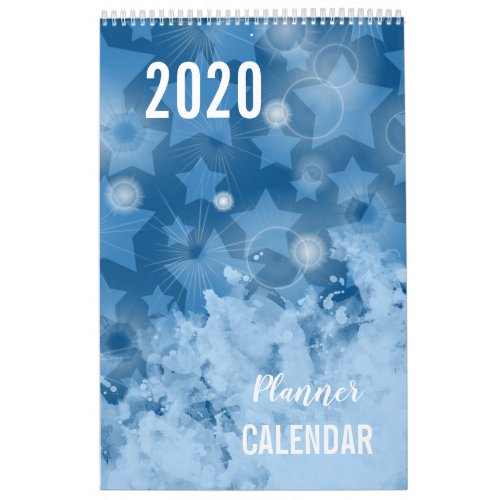 Elegant Modern Classic Blue Stars pattern Planner Calendar