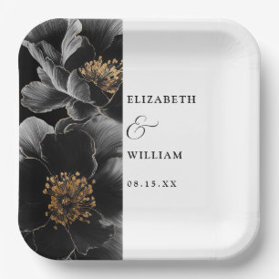 Elegant Modern Classic Chic Floral Wedding Paper Plates