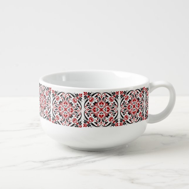 Elegant Modern Classic Classy Pattern Soup Mug (Left)